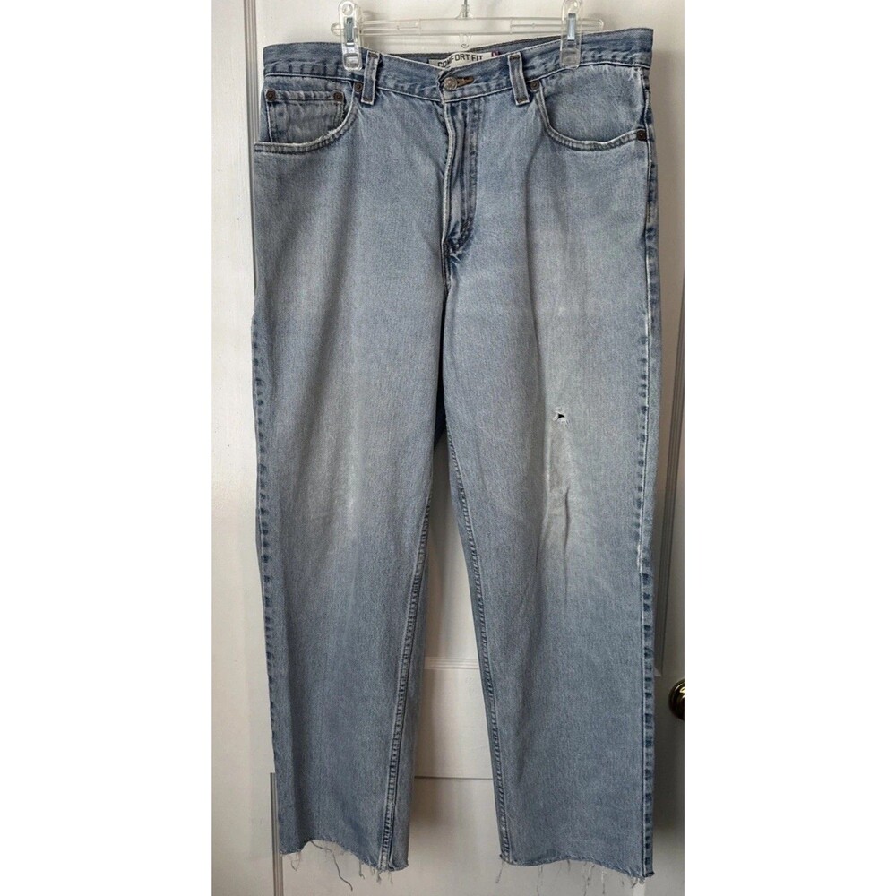 Levis 560 Jeans Mens Light Wash Cotton Comfort Fit Raw Hem